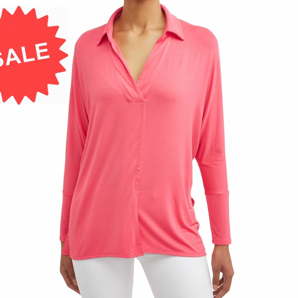 ‼️4/$15‼️ Polo Popover Pink top